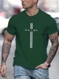Men's 100% Pure Cotton Short Sleeved T-shirt, Round Neck Top, Letter Pattern Print, Comfortable, Casual, Summer, Loose Size - Image 2
