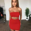 Women Sexy Dress Summer Sundress Female Party Dress Casual Hollow bag hip tube top strapless sleeveless slim dress Halter Dress - Image 3