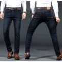 New Men Light Luxury Stretch Slim Fit Pants Comfortable Soft Business Fashion Straight Casual Denim Trousers Male Clothing - Image 2