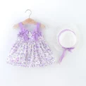 Summer New Girls' Dress Baby Girl Dress Korean Version Floral Dress Baby Stylish Cotton Dress Bow Tie Hat Included - Image 6
