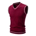 New Men's Knit V-Neck Sleeveless Vests Slim Fit Knitted Pullovers Sweaters Fashion Patchwork Smart Casual Streetwear - Image 5