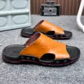 YRZL Men's Slippers Fashionable Sandals Home Shoes Non-slip Flats Slides Sandal for Men Leather Slipper Male Indoor Flip Flops - Image 3
