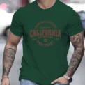 Men's casual top comfortable sports T-shirt with California West Coast men's fashion print round neck short sleeved T-shirt - - Image 5