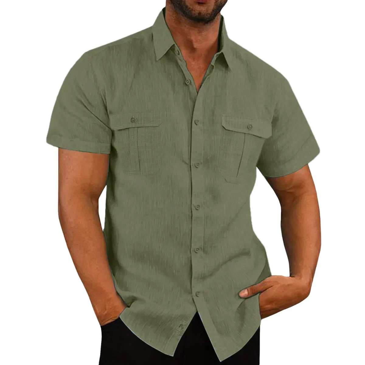 Cotton Linen Hot Sale Men Short-Sleeved Shirts Summer Solid Color Comfort Collar Casual Beach Style Plus SizeMale Shirts M-5XL - Image 1