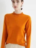 AOSSVIAO 2025 Autumn Winter Solid Mock-neck Pullover Sweater For Women Casual Knitwear Female Clothing Basic Soft Tops - Image 4
