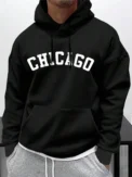 Street Letter Print Hoodie Men's Pocket Drawstring Pullover Soft Sweatshirt Autumn Casual Wear - Image 3