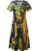Plus Size 2025 Summer New Women's V-neck Short Sleeve Printed Pattern Casual Loose Short Sleeve Pullover Dresses - Image 5