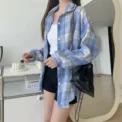 Plaid Shirt Women Fashion Autumn Long Sleeve Top Female Vintage Single Breasted Blouse Ladies Preppy Style Loose Check Shirts - Image 3