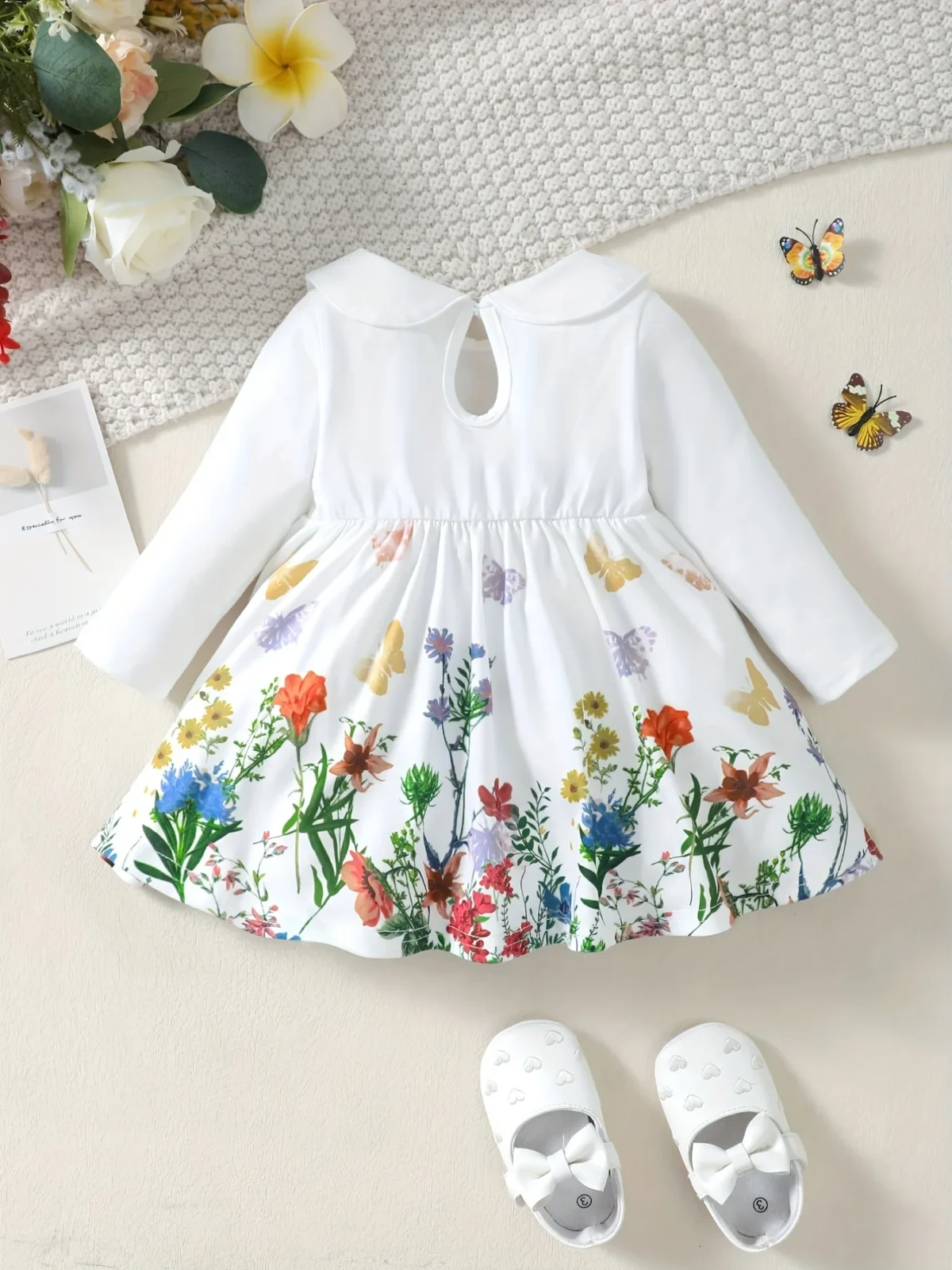 Autumn girl cute flower print dress, - Image 3