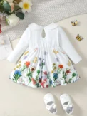 Autumn girl cute flower print dress, - Image 3