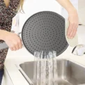 Silicone Kitchen Splatter Screen with Handle Heat-resisting Oil Splash Guard Drain Board Cover Kitchen Frying Pan Lid - Image 2