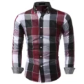 Foreign Trade Men's Long sleeved Checkered Shirt Seasonal Casual Top - Image 3