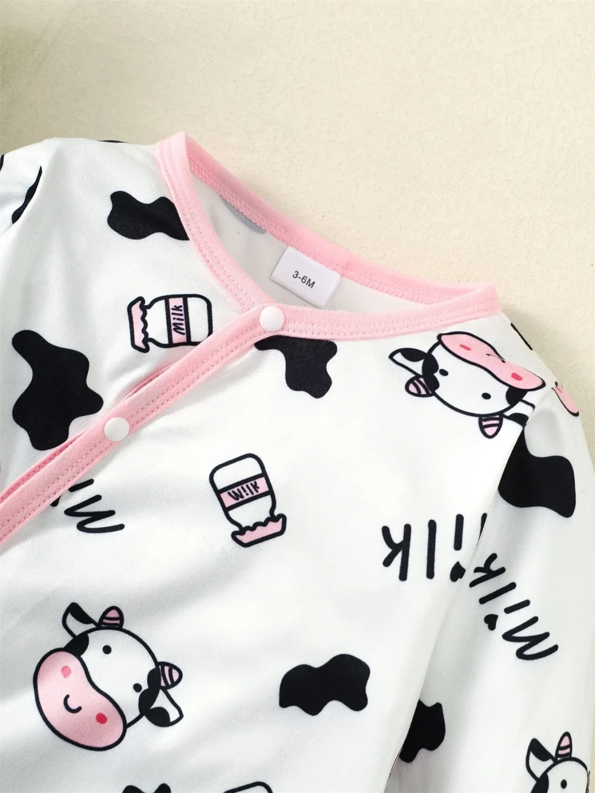 2PCS Newborn Baby Girl Fashion Jumpsuit Cute Cow Long Sleeve Bodysuit+Headband Spring&Autumn Romper for Toddler Girl 0-18 Months - Image 2