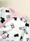 2PCS Newborn Baby Girl Fashion Jumpsuit Cute Cow Long Sleeve Bodysuit+Headband Spring&Autumn Romper for Toddler Girl 0-18 Months - Image 2