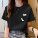 Women Short Sleeve Top Summer New Pocket Panda Cartoon Printed T-shirt Korean Fashion Women Tops Loose Round Neck T Shirt Women - Image 2