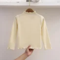 Children Clothing New Girls Base Shirt For Autumn and Winter Children Trendy Black Fungus Edge Solid Color Long Sleeved T-shirt - Image 3