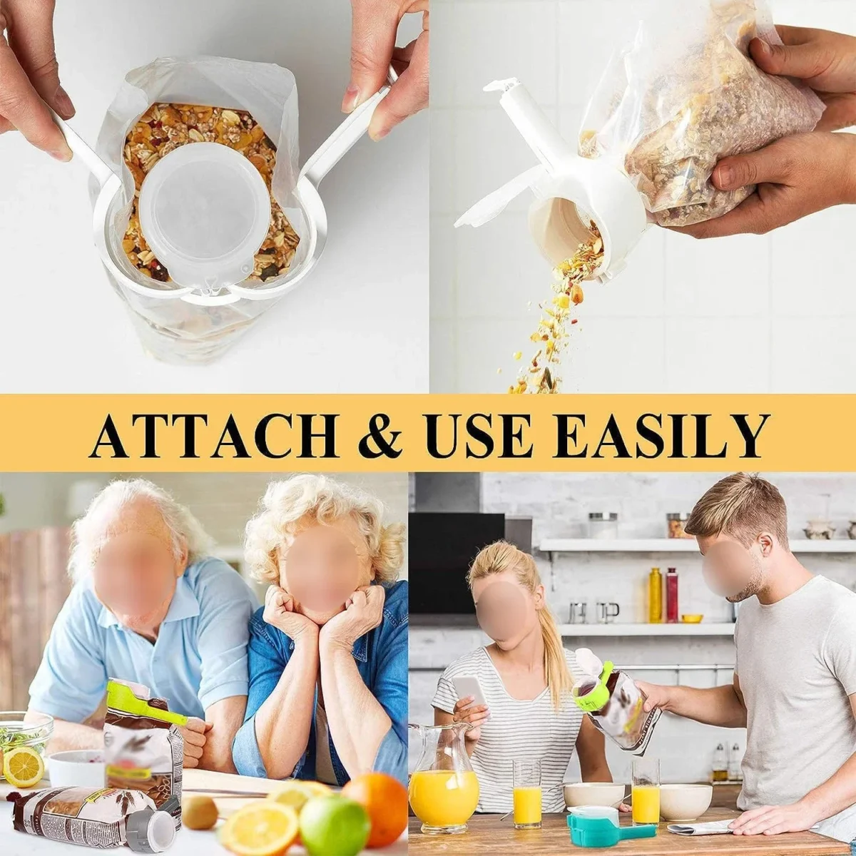 Bag Clips for Food Food Storage Sealing Clips with Pour Spouts Kitchen Chip Bag Clips Plastic Cap Sealer Clip Kitchen Storage - Image 4