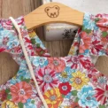 (Girls 0-3 years old)New Summer Girls Dress Halter Small Flying Sleeve Ruffled Flowers Full Print + Crossbody Bag A-line Dress - Image 4
