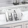 1pc Kitchen Cabinet Plate Storage Countertop Dish Rack Drawer Dinner Plate Partition Drain Rack Layered Storage Rack Accessories - Image 4