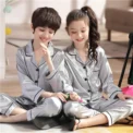 Satin Silk Pajama Sets for Kids Boys Girl Long SLeeved Pijamas Children Silky Loungewear Teen Girl Pjs 2 to 4 6 8 10 12 14 Years - Image 3