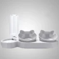 Three In One Cat Feeding Station, Durable Plastic Food And Water Bowls, Cute Cat Ear Design, Suitable For Two Cats To Eat - Image 6