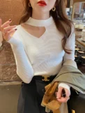 Basic Hollow Out Women Sweaters Autumn Winter Tops Slim Jumper Soft Warm Pull Women Pullover Knitted Sweater 2025 - Image 3