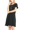 Women Mini Dress Summer Casual Boho Beach Dresses Solid Color O-Neck Short Sleeve Party A-Line Dress - Image 5