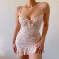 Women's Sexy Casual Home Small Floral Camisole Dress Summer Comfortable Skirt - Image 6