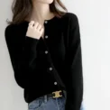 Women Cardigans Sweater O-neck Spring Autumn Knitted Cashmere Cardigans Solid Single Breasted Womens Sweaters - Image 3