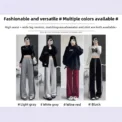 Women's Striped Sport Pants Spring Autumn Small Size Wide Leg Straight Loose Sweatpants Comfortable Casual Trousers - Image 2