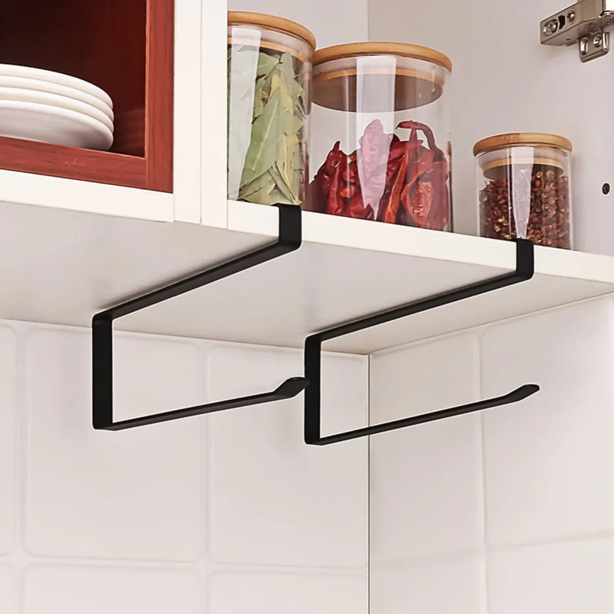 Kitchen Tissue Holder Punch-Free Paper Towel Holder Hanging Toilet Roll Paper Holder Towel Rack Bathroom Cabinet Door Hook Orga - Image 5