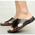 New Summer Slippers Men Sandals Soft Outdoor Slides High Quality Genuine Leather Comfortable Beach Sandals Outdoor Men Shoes - Image 3