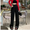 Elegant Wide Leg Pants Women Korean Style High Waist Black Baggy Pants Office Ladies Fashion Loose Suit Trousers Streetwear - Image 5