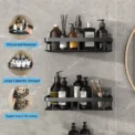 Bathroom Shelf Makeup Storage Organizer Aluminum Alloy Shampoo Rack Shower Shelf Bathroom Accessories No Drill Wall Shelf - Image 3