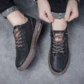 Men's Leather Shoes Casual Comfort Cricket Shoes Fashion Sneakers For Men Lightweight Driving Shoes - Image 5