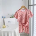 Summer Cute Girls Loungewear Baby Girl Floral Top Children's Short-sleeved Tops Pants Pajamas Two-piece Set Clothes - Image 5