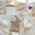 5 Pairs Cute Smiling Print Socks, Comfy & Soft Crew Sports Socks, Women's Stockings & Hosiery - Image 4