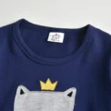 Spring Autumn Girls Tops Long Sleeve Kids Cotton T-shirts Cat Print Applique Children Casual Tees School Home Kids Wear - Image 2