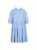 Plus Size 2025 Spring and Summer New Women's Loose Casual Button Dress Flip Lapel Pleated Dresses - Image 2
