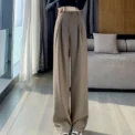Elegant Wide Leg Pants Women Korean Style High Waist Black Baggy Pants Office Ladies Fashion Loose Suit Trousers Streetwear