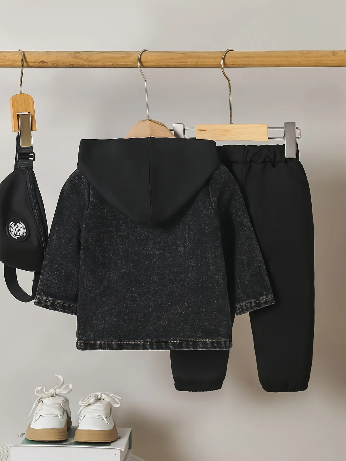 2-Piece Fall/Winter Baby Boy Trend Fashion Vintage Denim Jacket + Casual Sports Sweatpants 2 Casual Outing Suit - Image 2