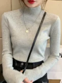 AOSSVIAO Turtleneck Sweater Women Fashion 2024 New Stretch Tops Women Knitted Pullovers Long Sleeve Bottoming Knitted Sweater - Image 4