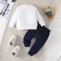 Terno For Kid 3-24Months Casual Cartoon Bear Long Sleeve tee and Navy Pants Outfit Toddler Infant Clothing Set Kids Wear - Image 2