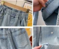 Summer Girls Middle School Fashion Loose Solid Color Small Love Jeans Casual Pants Wide Leg Pants 4-10 Years Old - - Image 4