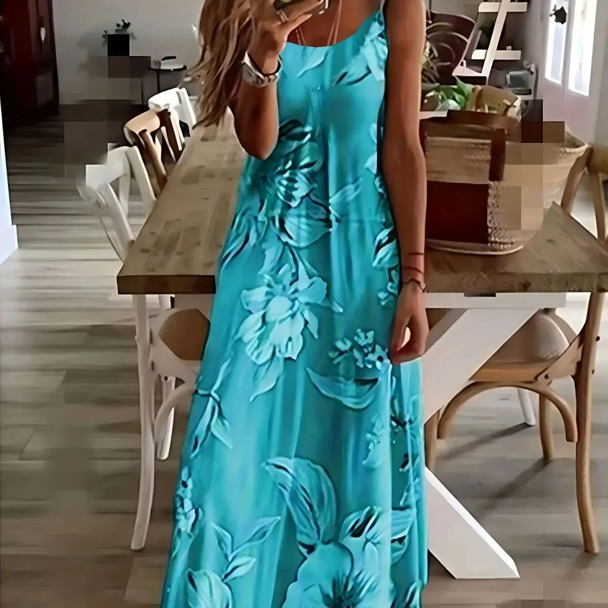 Hot Summer  Women's Clothing Sexy Low Cut Printed Floral Strap Dress - - Image 1