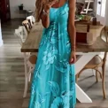 Hot Summer  Women's Clothing Sexy Low Cut Printed Floral Strap Dress -