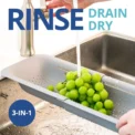 Expandable Sink Colander Strainer Basket Wash Drain Dry Dishes Veggies Pasta Kitchen Utensil Drainer Tool Home Essential Gray - Image 2