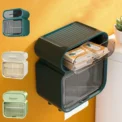 Toilet Tissue Holder Storage Organizer Bathroom Square Tissue Box Wall-Mounted Double Layer Storage Rack Toilet Roll Holder - Image 2