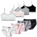 Girls Training Bras Panties Solid Kids Cotton Underwear Sets Teens Students Bra Vest and Panties Wireless Girls Cotton Bra 8-16Y - AliExpress 1501
