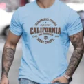 Men's casual top comfortable sports T-shirt with California West Coast men's fashion print round neck short sleeved T-shirt - - Image 4
